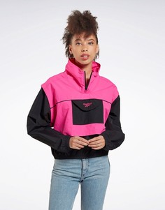Ветровка черного/розового цвета с логотипом Reebok-Черный