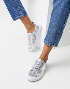 Серебристые кроссовки на шнуровке ASOS DESIGN-Серебряный