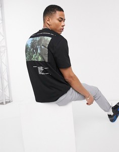 Свободная футболка с принтом на груди и спине ASOS DESIGN-Черный