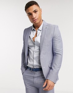 Синий приталенный пиджак в полоску Avail London