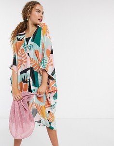 Oversized-кимоно с тропическим принтом Monki-Мульти
