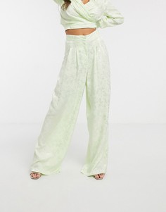 Широкие жаккардовые брюки от комплекта ASOS DESIGN-Зеленый