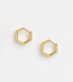 Позолоченные шестигранные серьги-кольца Orelia-Золотой