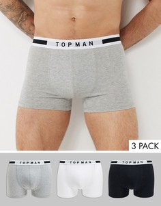 Набор из 3 боксеров-брифов черного/серого/белого цвета Topman-Мульти