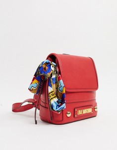 Красный рюкзак с шарфом Love Moschino