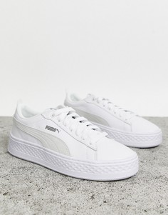 Белые кроссовки на платформе Puma Smash-Белый