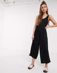 Черный свободный комбинезон с овальным вырезом ASOS DESIGN