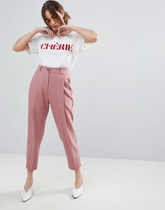 Брюки в стиле 80-х со складками ASOS-Розовый