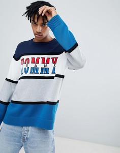 Oversize-джемпер колор блок с круглым вырезом и логотипом Tommy Jeans Capsule-Мульти