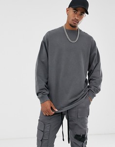 Темно-серый свободный свитшот со вставкой на нижней кромке ASOS DESIGN