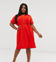 Свободное платье с поясом Junarose-Красный