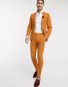 Красные брюки скинни в клетку с добавлением шерсти ASOS DESIGN wedding-Красный