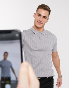 Серая трикотажная футболка-поло ASOS DESIGN-Серый