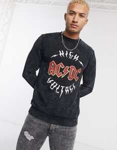 Черный свитшот с принтом "ACDC" ASOS DESIGN