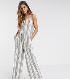 Комбинезон в полоску на пуговицах ASOS DESIGN Tall-Мульти