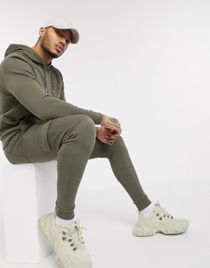 Спортивный костюм цвета хаки с худи и джоггерами скинни ASOS DESIGN-Зеленый