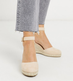 Бежевые эспадрильи на каблуке и танкетке для широкой стопы Truffle Collection-Бежевый