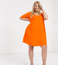 Оранжевое свободное платье-футболка с потайными карманами ASOS DESIGN Curve-Оранжевый