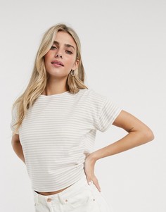 Белая футболка в розовую полоску с завязкой на спине Brave Soul-Белый