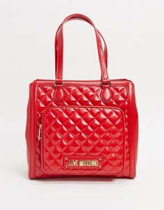 Красная стеганая сумка-тоут Love Moschino-Красный