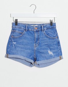 Джинсовые шорты с отворотами Bershka-Синий
