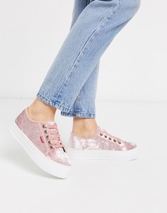 Розовые кроссовки на платформе со шнуровкой Levi-Розовый Levis®