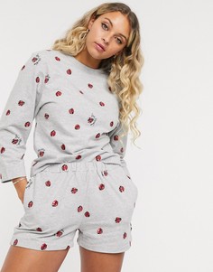 Свитшот с отделкой "божьи коровки" Love Moschino-Серый