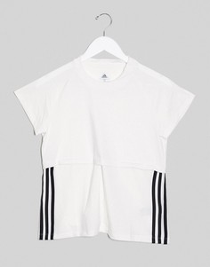 Белая футболка с 3 полосками adidas Training-Белый