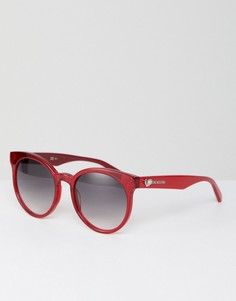 Круглые солнцезащитные очки в красной оправе LOVE Moschino-Красный