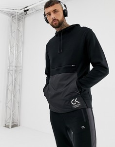 Oversize-худи с нейлоновой вставкой Calvin Klein Performance-Черный