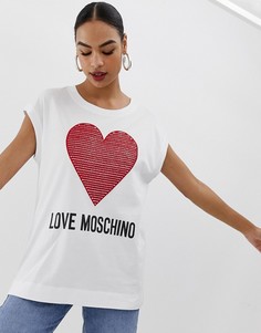 Oversize-футболка с принтом сердца Love Moschino-Белый