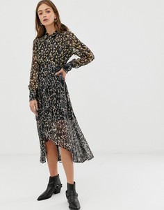 Платье миди с леопардовым принтом AllSaints Liza-Мульти