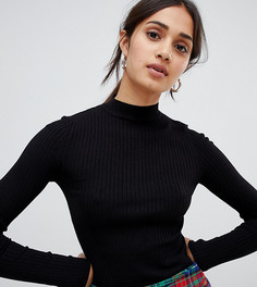 Классический джемпер в рубчик с высоким воротом Bershka-Черный