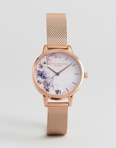 Золотисто-розовые часы с цветочным принтом Olivia Burton - OB16PP39-Золотой