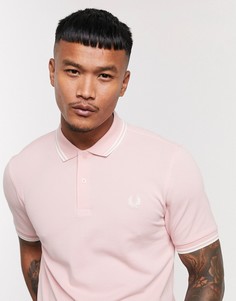 Розовое поло с логотипом и кантом Fred Perry-Розовый