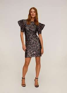 Платье с пайетками и рукавами-фонариками - Adri-i Mango