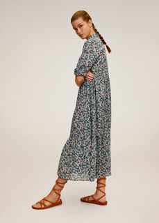 Длинное платье с цветочным принтом - Mykonos-i Mango