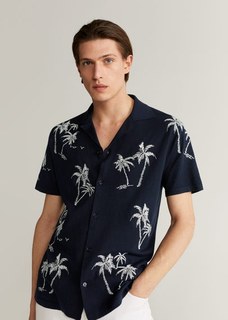 Трикотажная рубашка из хлопка с вышивкой - Palm Mango