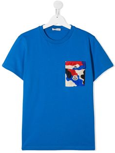 Moncler Kids футболка с карманом и круглым вырезом