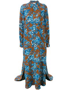 Ami Paris длинное платье-рубашка с длинными рукавами и принтом