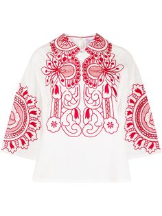 RedValentino блузка оверсайз с цветочной вышивкой