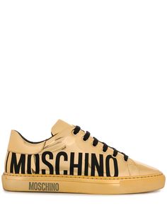 Moschino кроссовки с эффектом металлик и логотипом