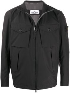Stone Island куртка на молнии с нашивкой-логотипом