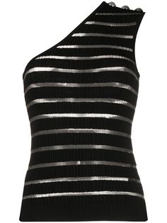 Balmain топ в полоску на одно плечо