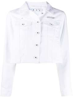 Off-White укороченная джинсовая куртка с логотипом