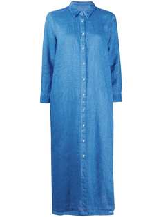 120% Lino платье-рубашка с длинными рукавами