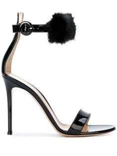 Gianvito Rossi босоножки с меховой отделкой