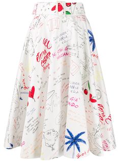 MSGM пышная юбка миди с принтом