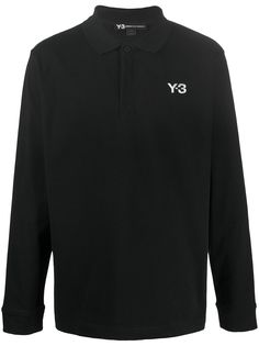 Y-3 рубашка поло с длинными рукавами