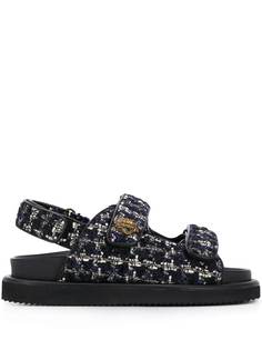 Kurt Geiger London твидовые сандалии Orson на плоской подошве